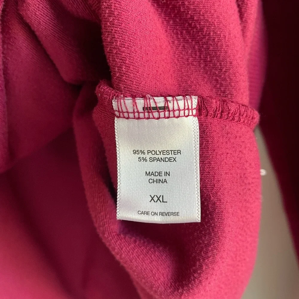New York & Company Burgundy Scoop Neck Velour Pocket Sweatshirt Size XXL